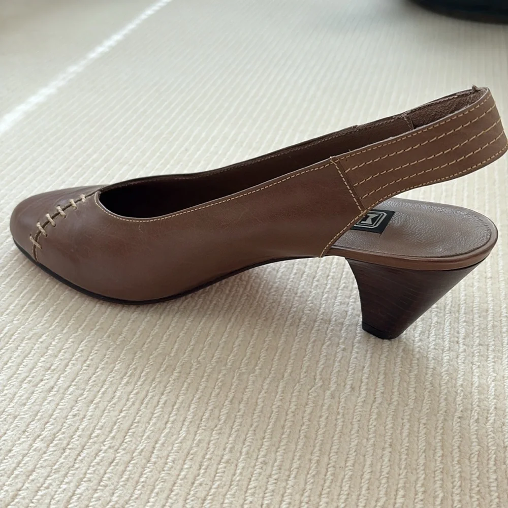 MONTBUI Elegant Brown Slingback Heels